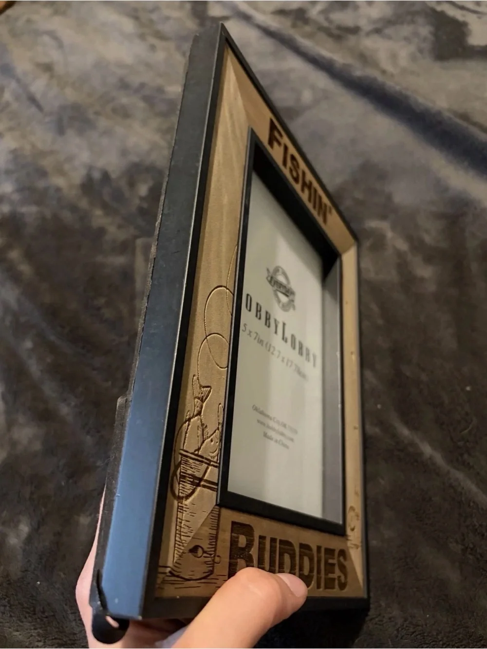 Hobby Lobby Brown Fishing-Themed Wooden Photo Frame